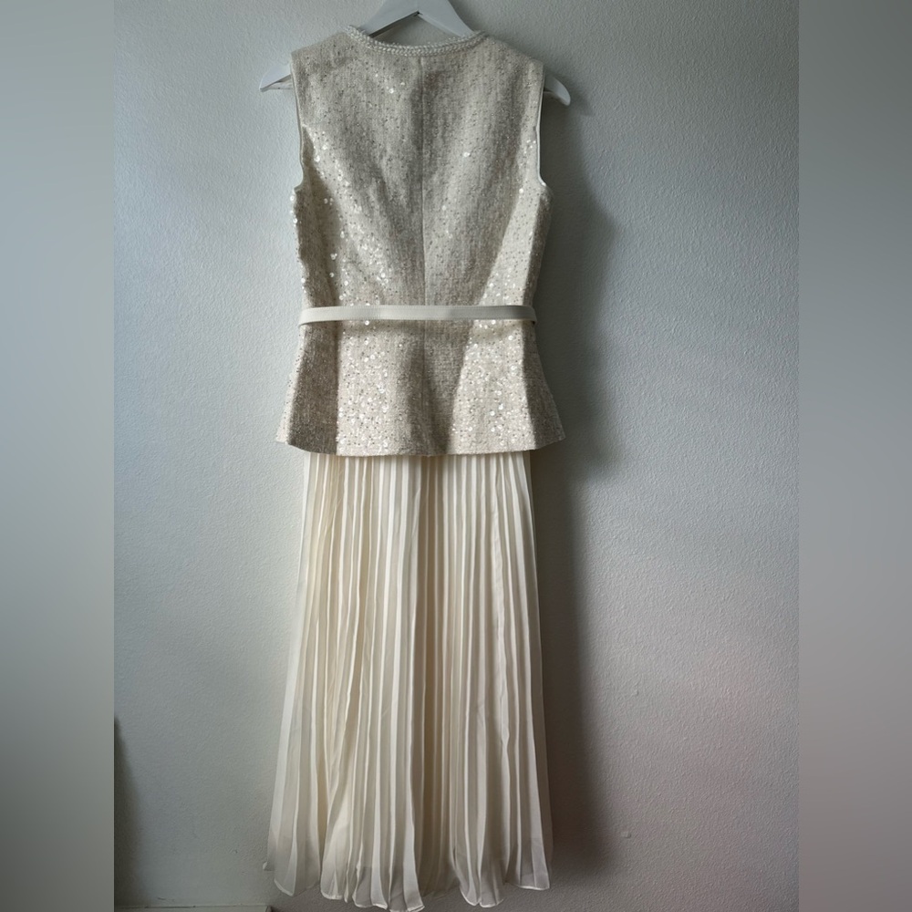 Self Portrait Cream Sequin Boucle Tailored Midi Dress - Picture 12 of 12